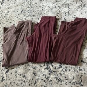 OFFLINE By Aerie ..Set of Three Brown and Burgundy Leggings